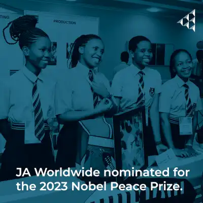 A graphic that shows students and says 